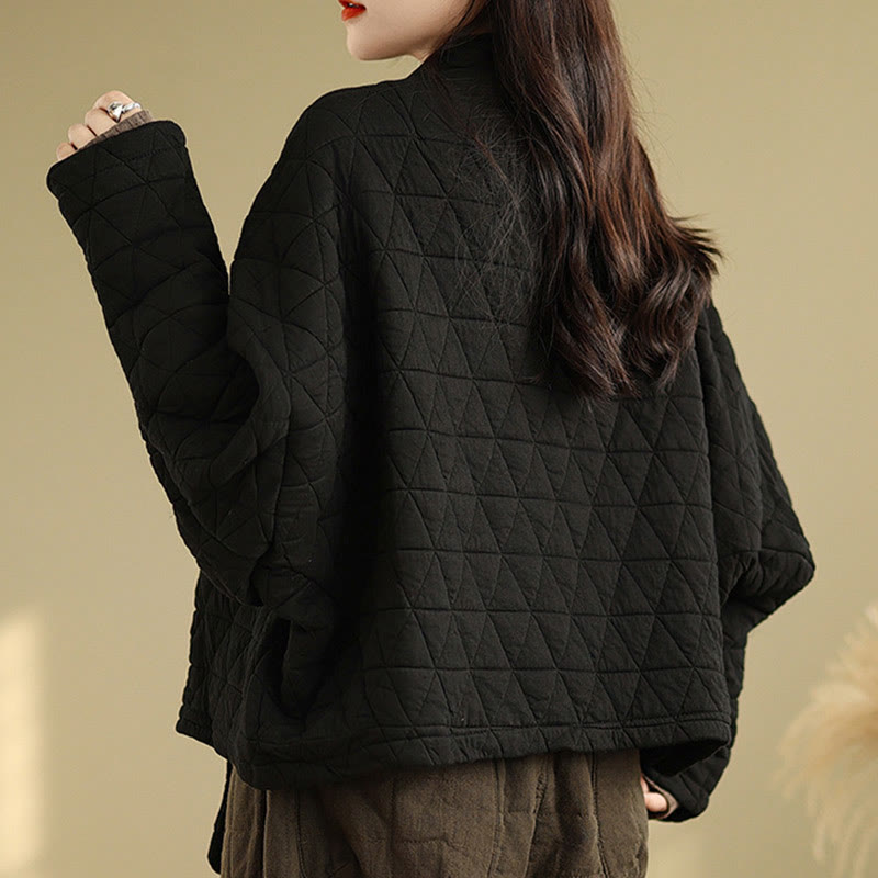 Women's Buttons Long Sleeve Thickened Cotton Jacket With Pockets