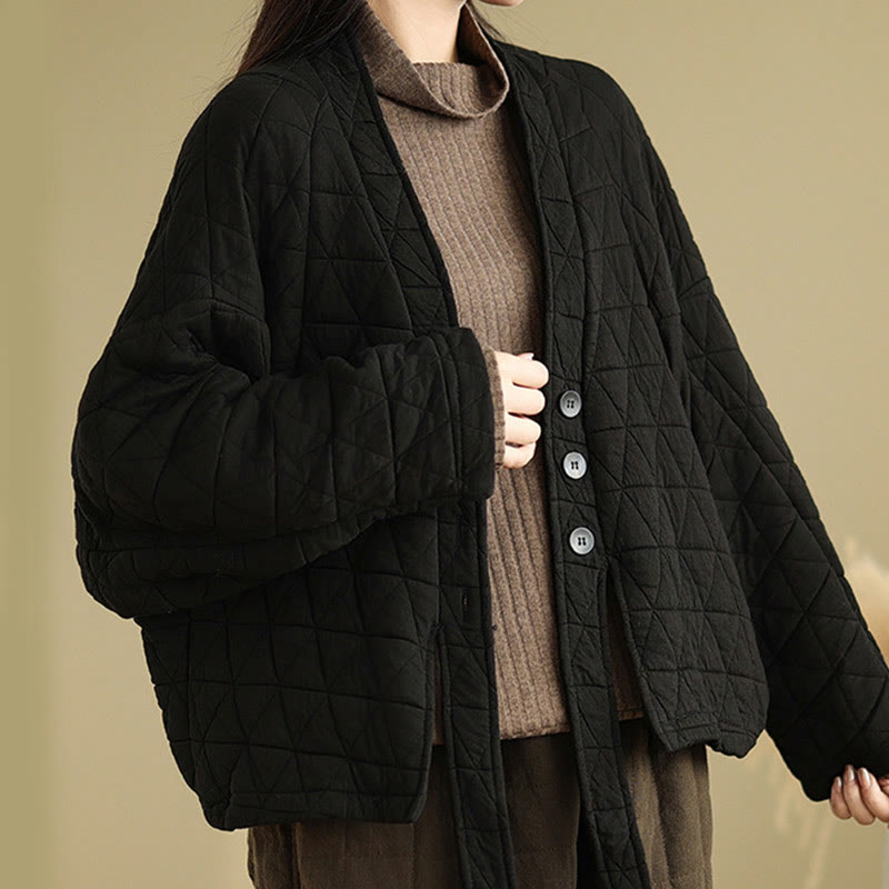 Women's Buttons Long Sleeve Thickened Cotton Jacket With Pockets