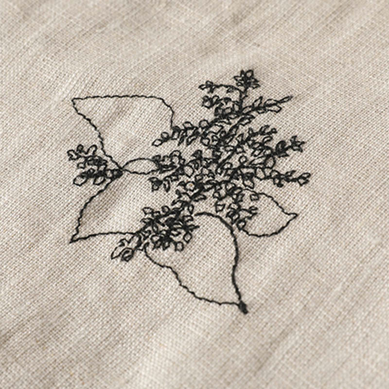 Women's Embroidery Frog-button Long Sleeve Cotton Padded Jacket With Pockets