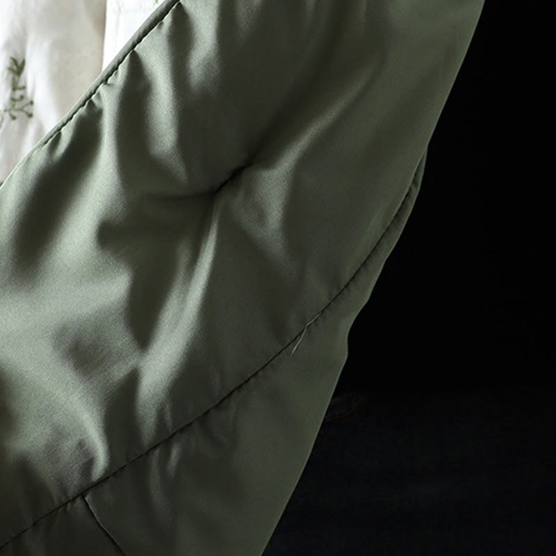 Women's Embroidery Frog-button Long Sleeve Cotton Thicken Jacket With Pockets