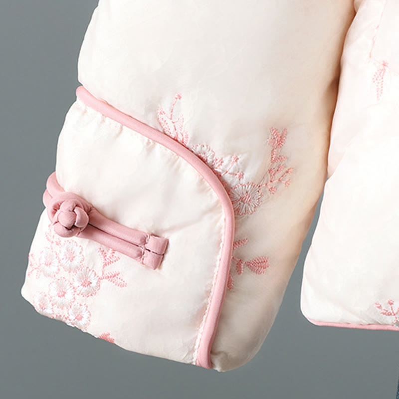 Women's Embroidery Frog-button Long Sleeve Cotton Thicken Jacket With Pockets