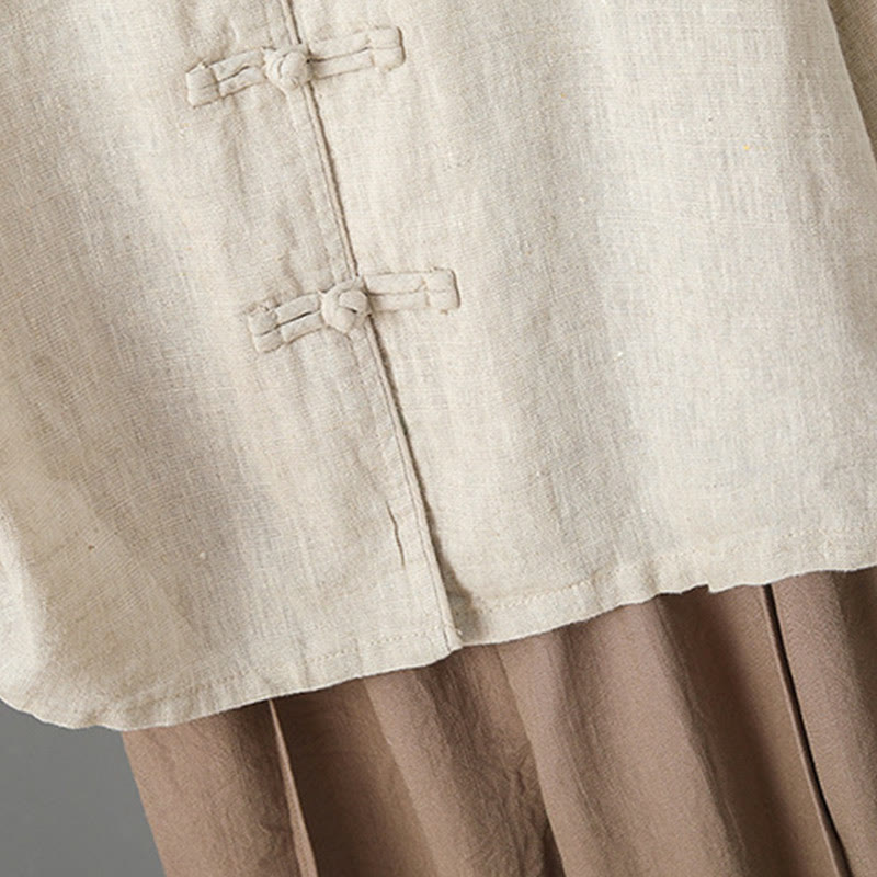 Breathable Embroidered Cotton Stand-Collar Mindful Shirt