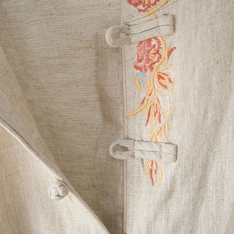 Breathable Embroidered Cotton Stand-Collar Mindful Shirt