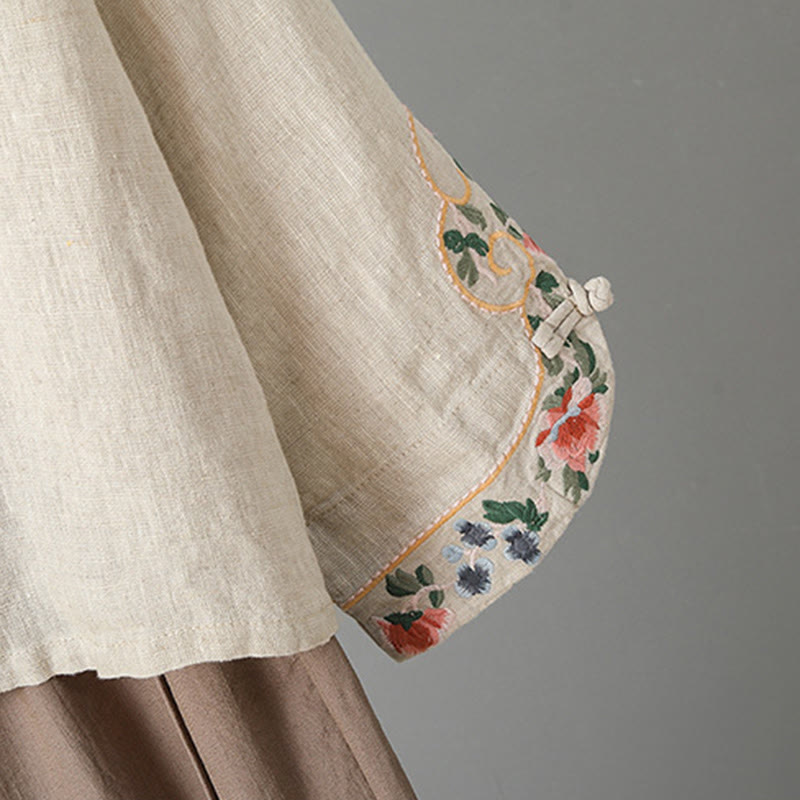 Breathable Embroidered Cotton Stand-Collar Mindful Shirt