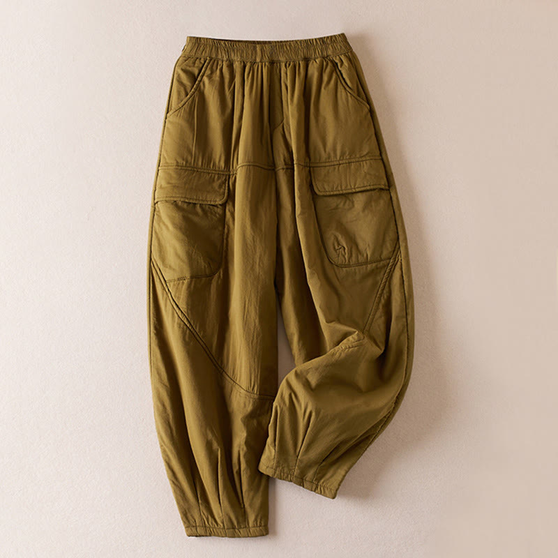 Thermal Cotton-Padded Tapered Meditation Harem Pants