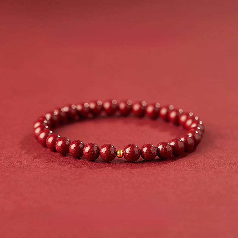 925 Sterling Silver Cinnabar Beads Blessing Bracelet