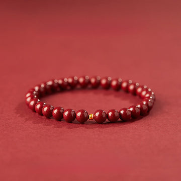 925 Sterling Silver Cinnabar Beads Blessing Bracelet
