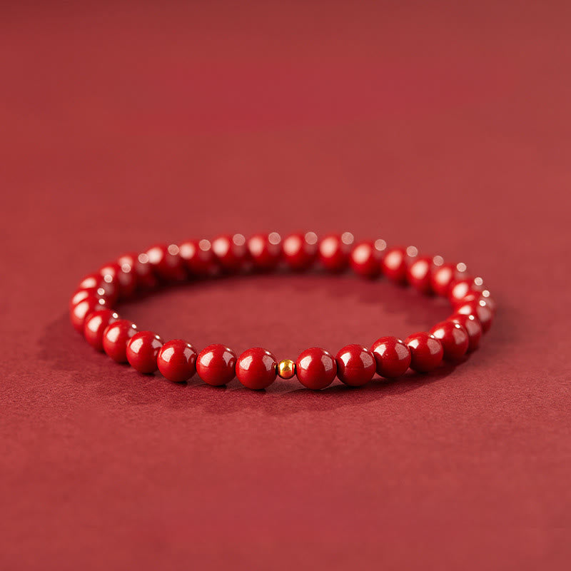 925 Sterling Silver Cinnabar Beads Blessing Bracelet