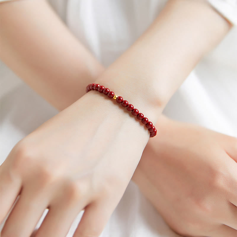 925 Sterling Silver Cinnabar Beads Blessing Bracelet