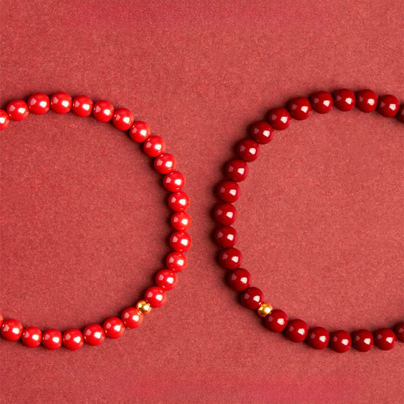 925 Sterling Silver Cinnabar Beads Blessing Bracelet