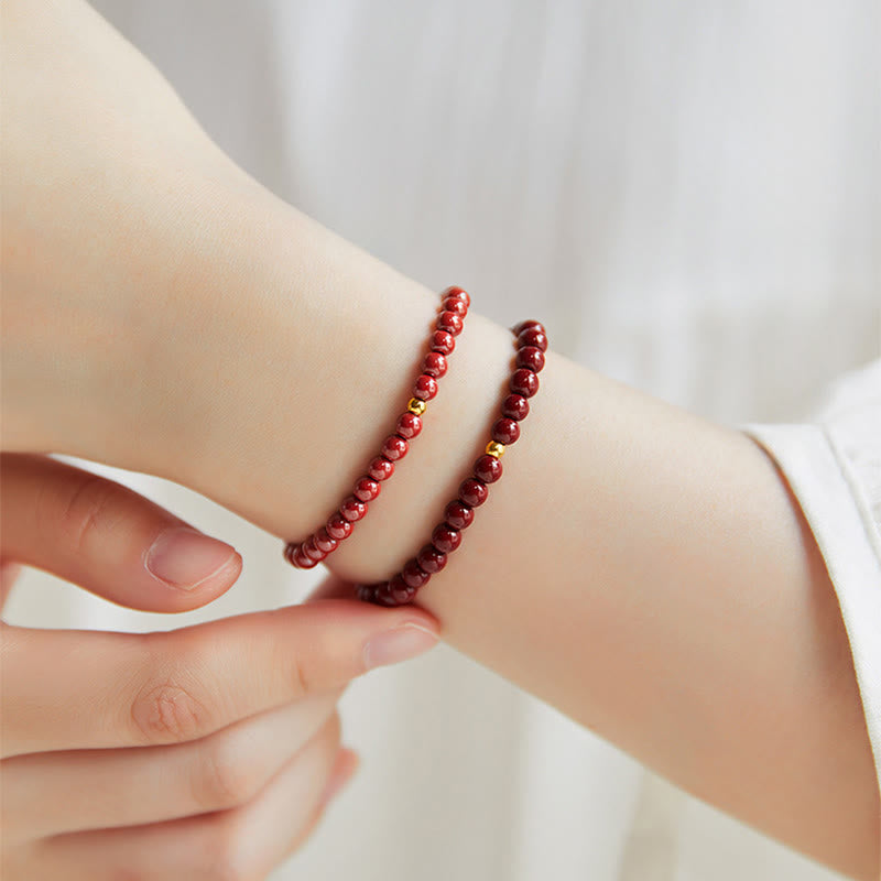 925 Sterling Silver Cinnabar Beads Blessing Bracelet
