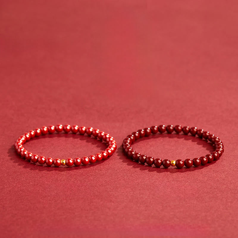 925 Sterling Silver Cinnabar Beads Blessing Bracelet