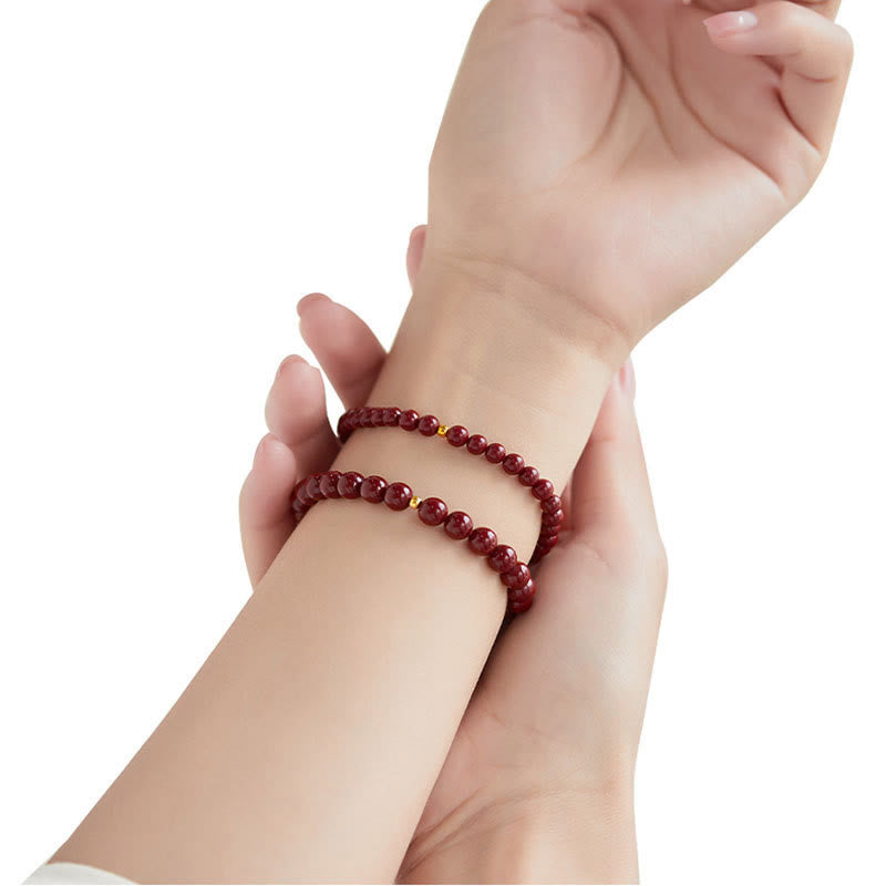 925 Sterling Silver Cinnabar Beads Blessing Bracelet