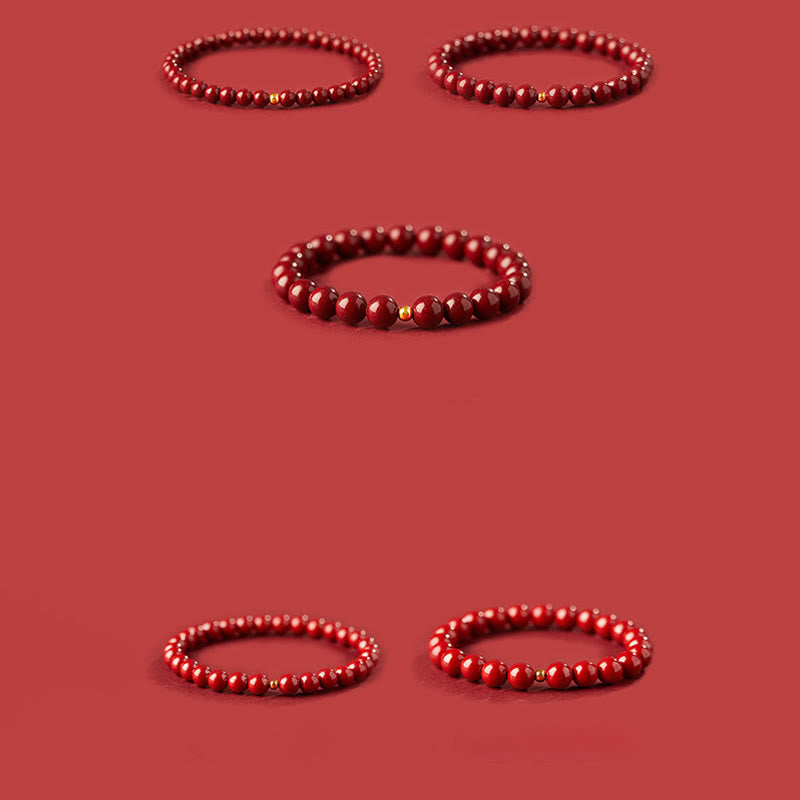 925 Sterling Silver Cinnabar Beads Blessing Bracelet