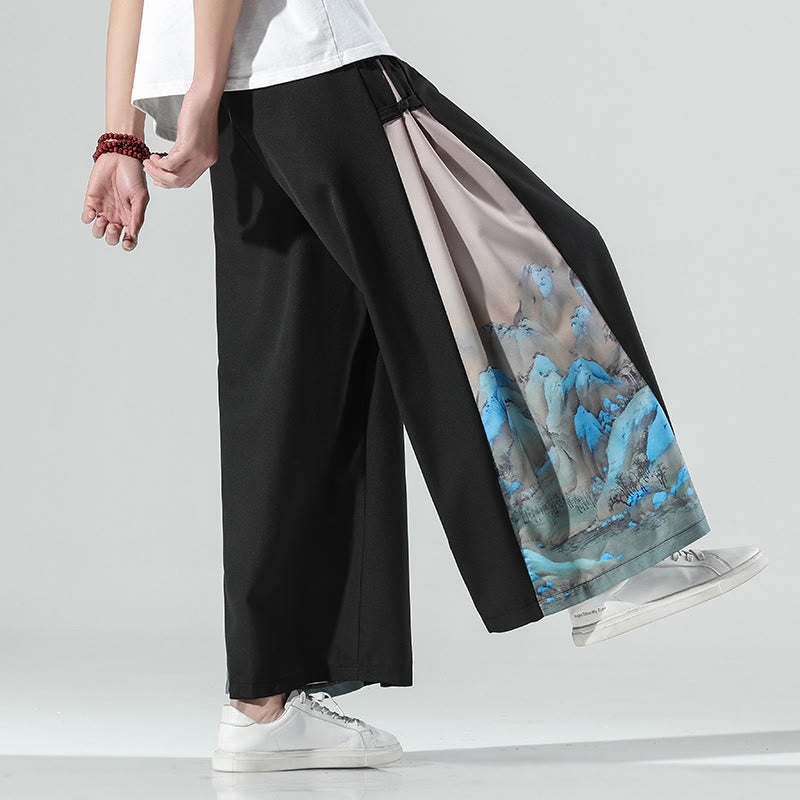 Mountain Pattern Wide-Leg Grounding Meditation Pants