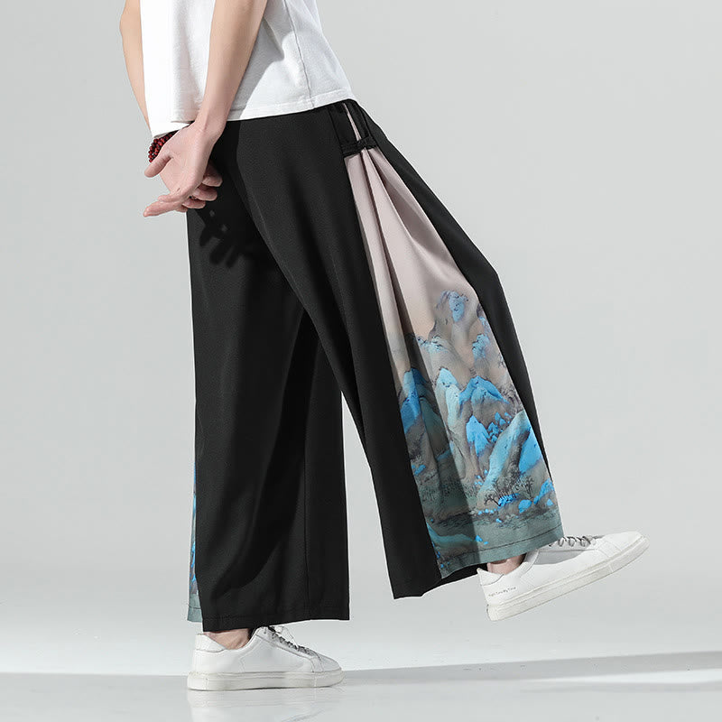 Mountain Pattern Wide-Leg Grounding Meditation Pants