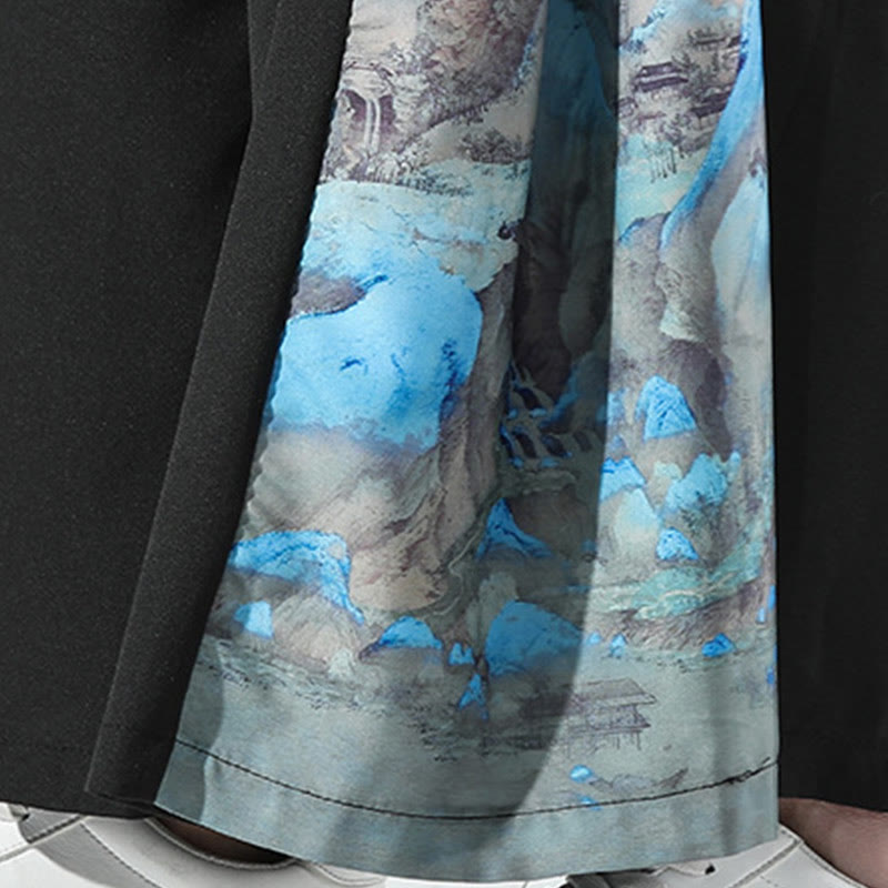 Mountain Pattern Wide-Leg Grounding Meditation Pants