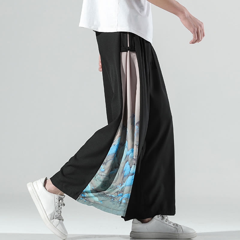 Mountain Pattern Wide-Leg Grounding Meditation Pants