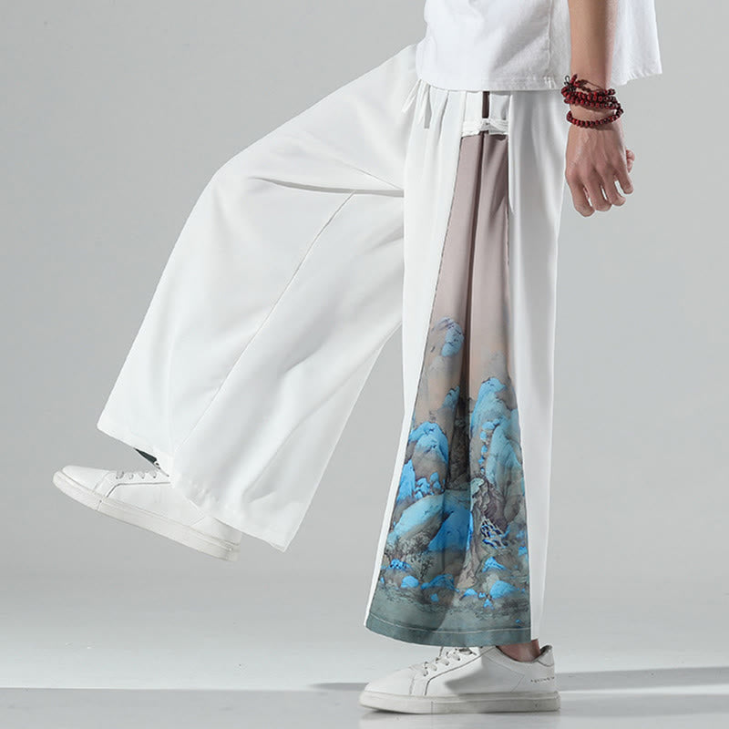 Mountain Pattern Wide-Leg Grounding Meditation Pants