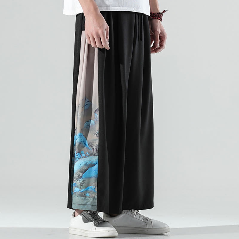 Mountain Pattern Wide-Leg Grounding Meditation Pants