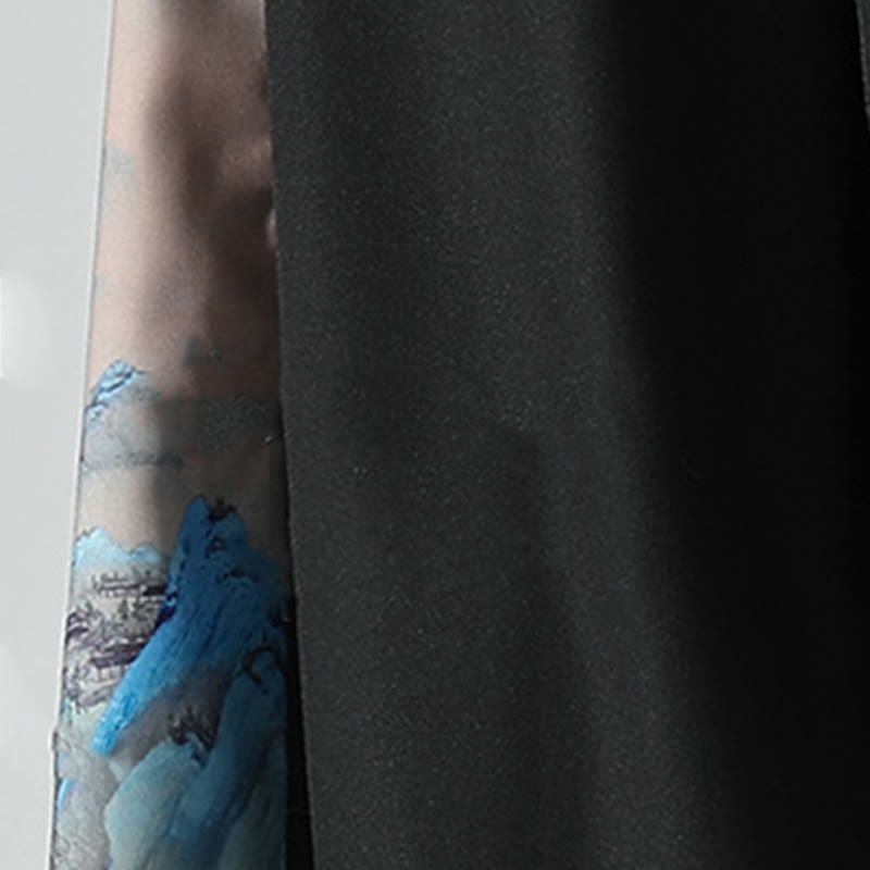 Mountain Pattern Wide-Leg Grounding Meditation Pants