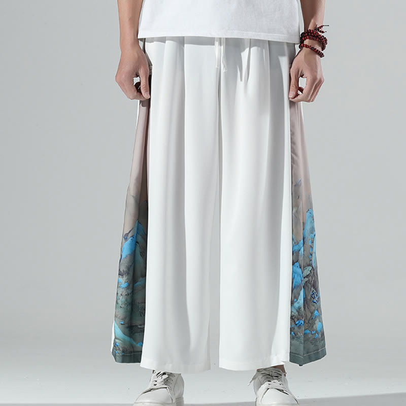 Mountain Pattern Wide-Leg Grounding Meditation Pants
