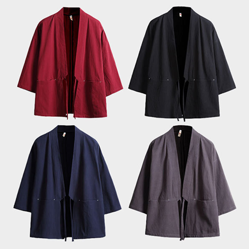 Lightweight Open-Front Three-Quarter Sleeve Mindful Kimono Jacket