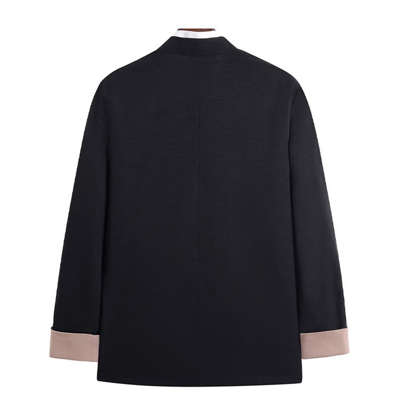 Structured Embroidered Frog-Button Midweight Meditation Jacket