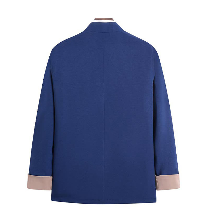 Structured Embroidered Frog-Button Midweight Meditation Jacket