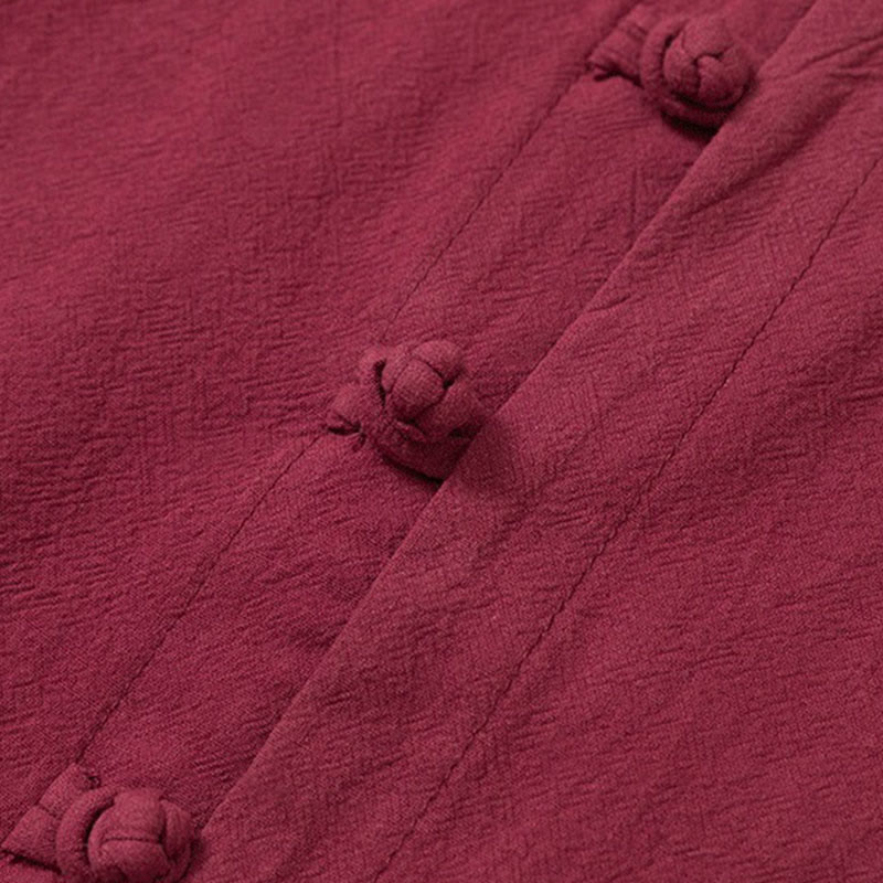 Cotton Frog-Button Minimalist Meditation Shirt and Pants Set