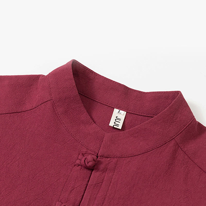 Cotton Frog-Button Minimalist Meditation Shirt and Pants Set