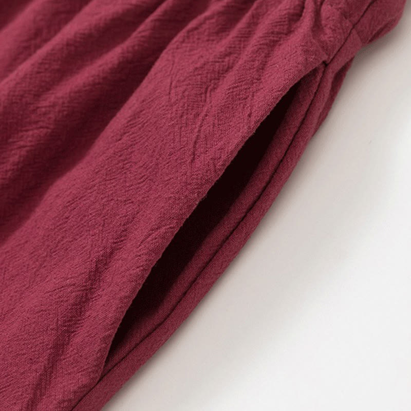 Cotton Frog-Button Minimalist Meditation Shirt and Pants Set
