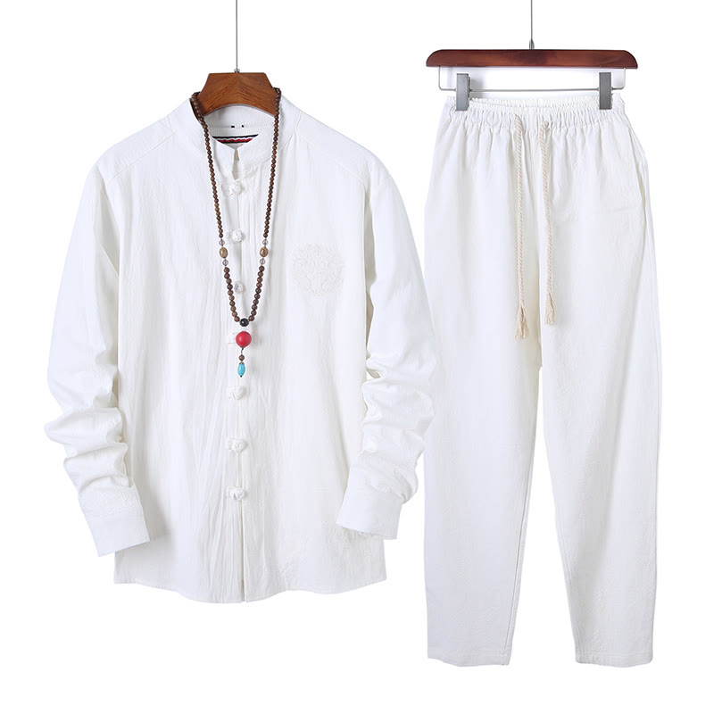 Breathable Cotton Frog-Button Men's Meditation Set