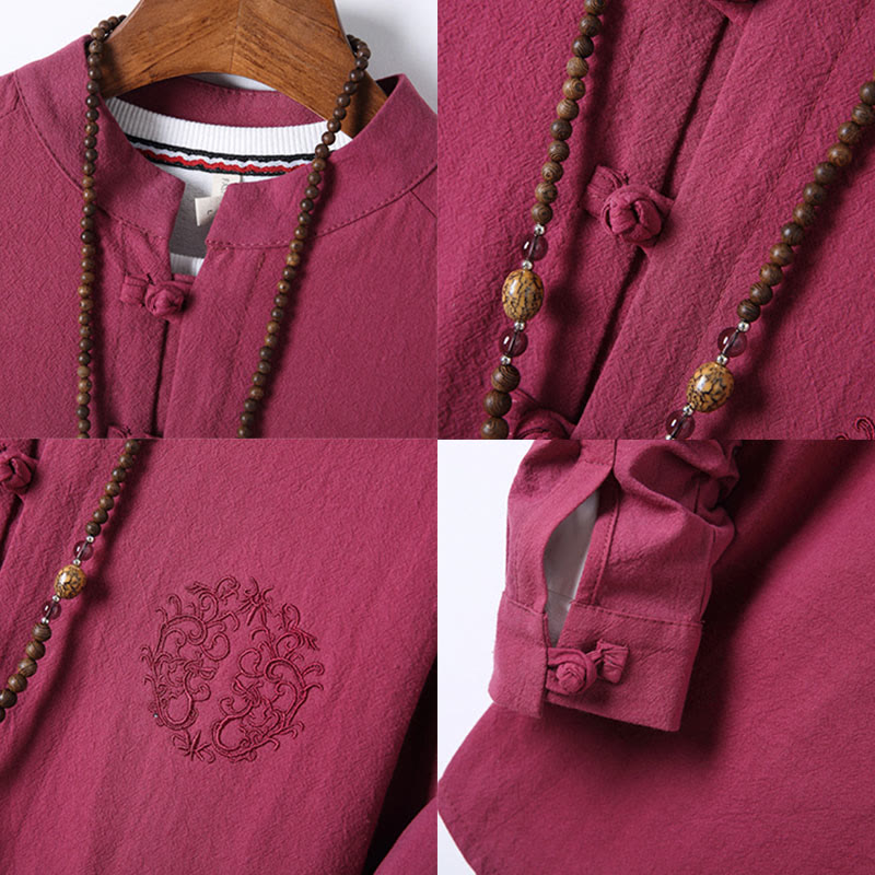 Breathable Cotton Frog-Button Men's Meditation Set
