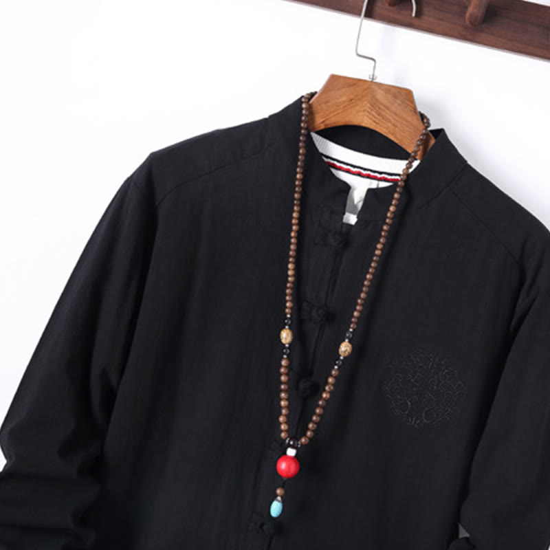 Breathable Cotton Frog-Button Men's Meditation Set