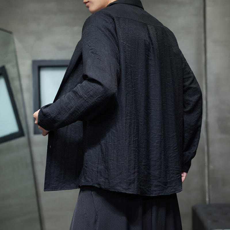 Breathable Stand-Collar Minimalist Meditation Men's Shirt