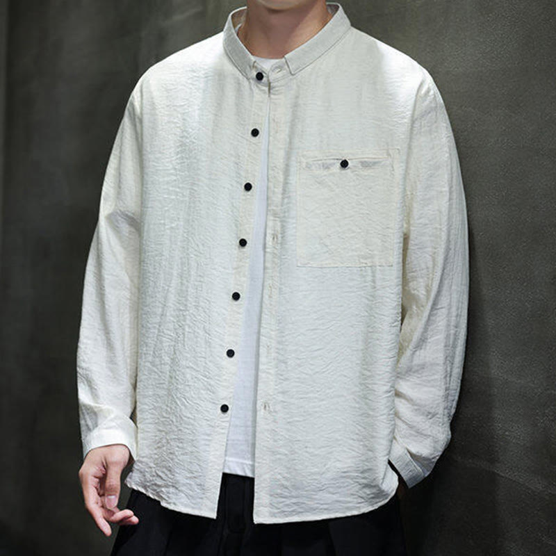 Breathable Stand-Collar Minimalist Meditation Men's Shirt