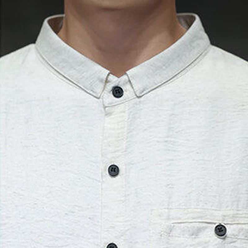 Breathable Stand-Collar Minimalist Meditation Men's Shirt