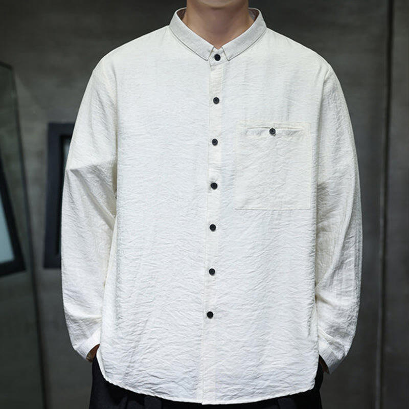 Breathable Stand-Collar Minimalist Meditation Men's Shirt