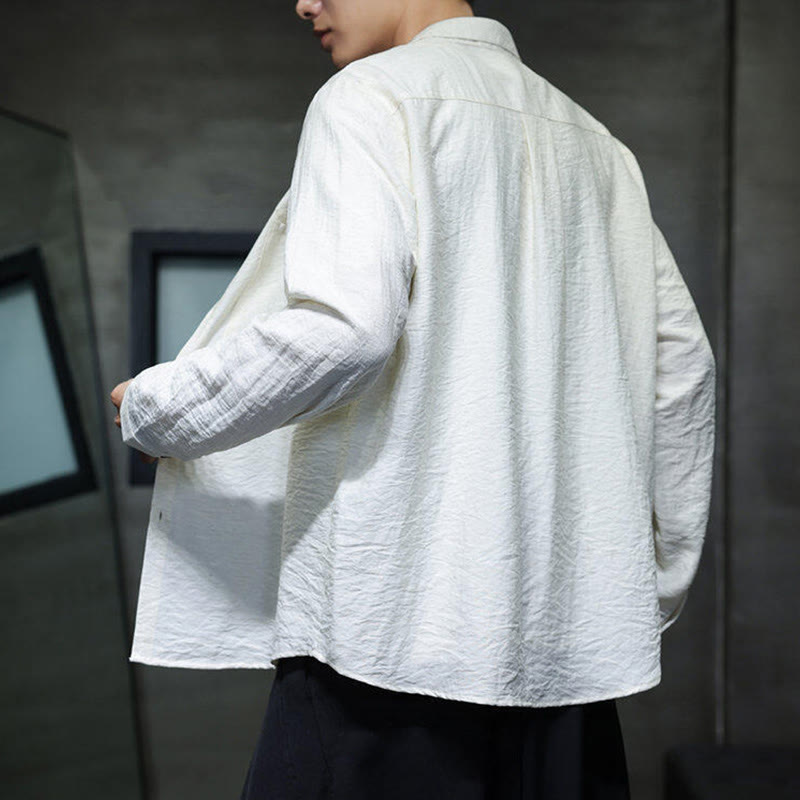 Breathable Stand-Collar Minimalist Meditation Men's Shirt