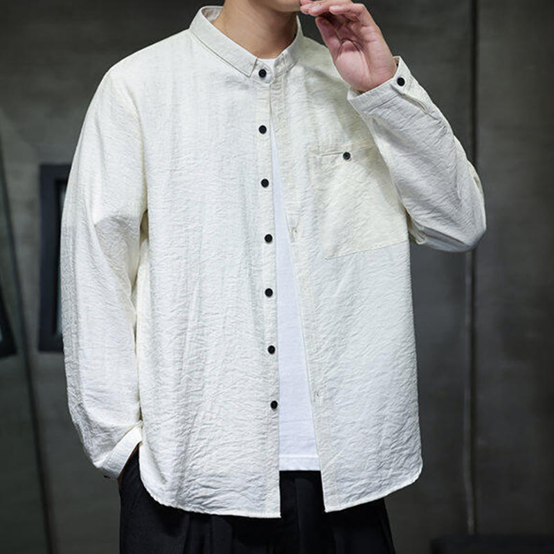 Breathable Stand-Collar Minimalist Meditation Men's Shirt
