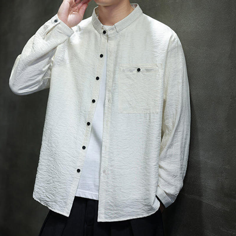 Breathable Stand-Collar Minimalist Meditation Men's Shirt