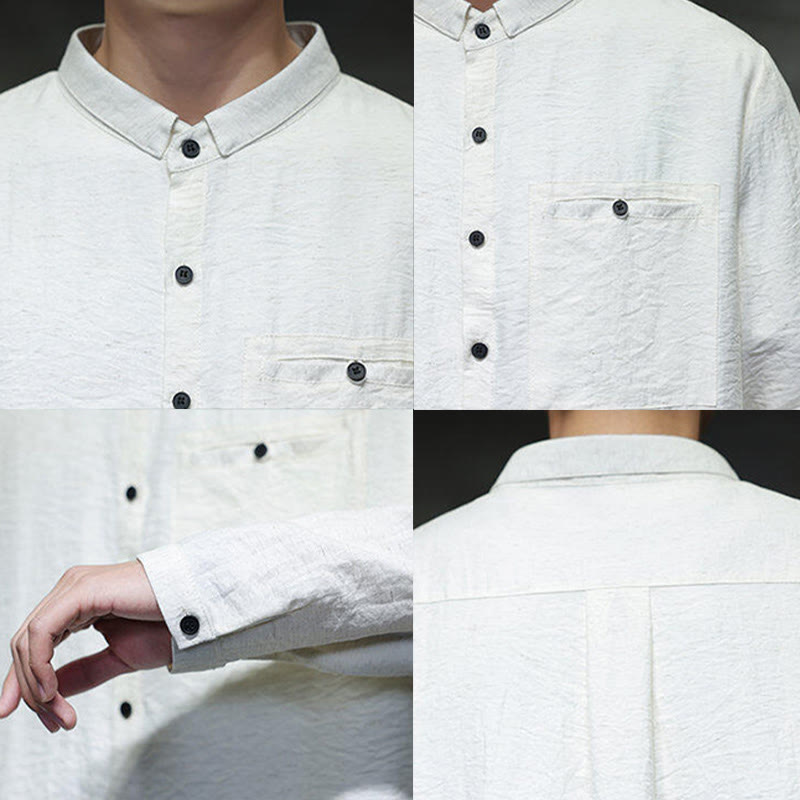 Breathable Stand-Collar Minimalist Meditation Men's Shirt