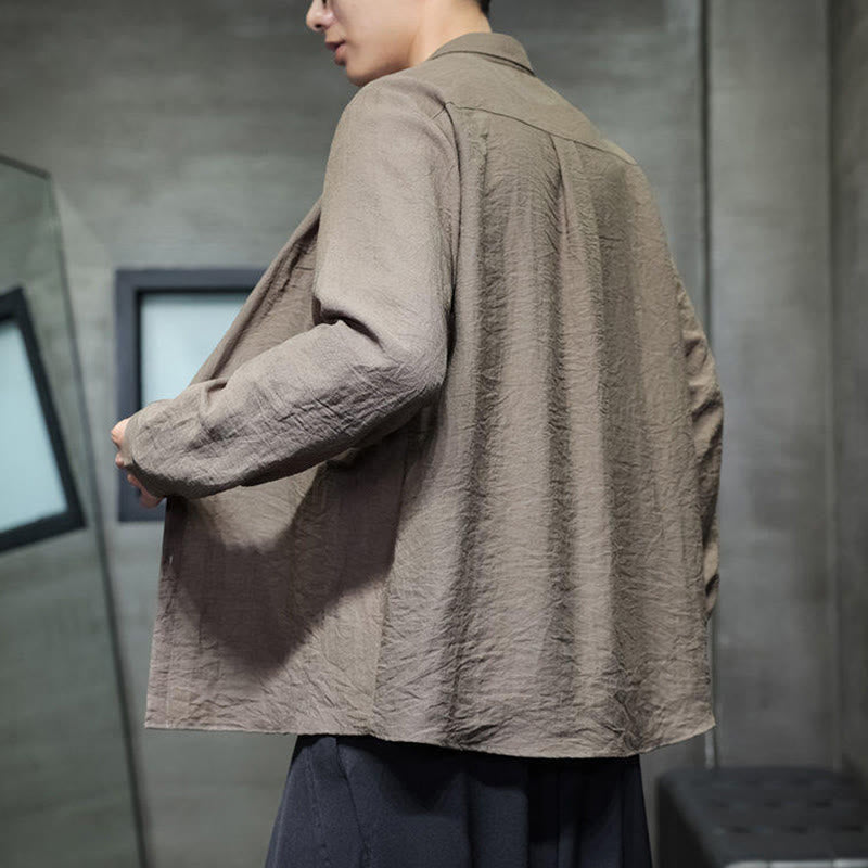 Breathable Stand-Collar Minimalist Meditation Men's Shirt