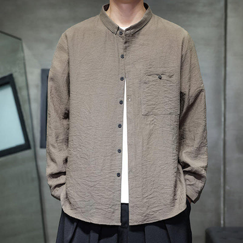 Breathable Stand-Collar Minimalist Meditation Men's Shirt