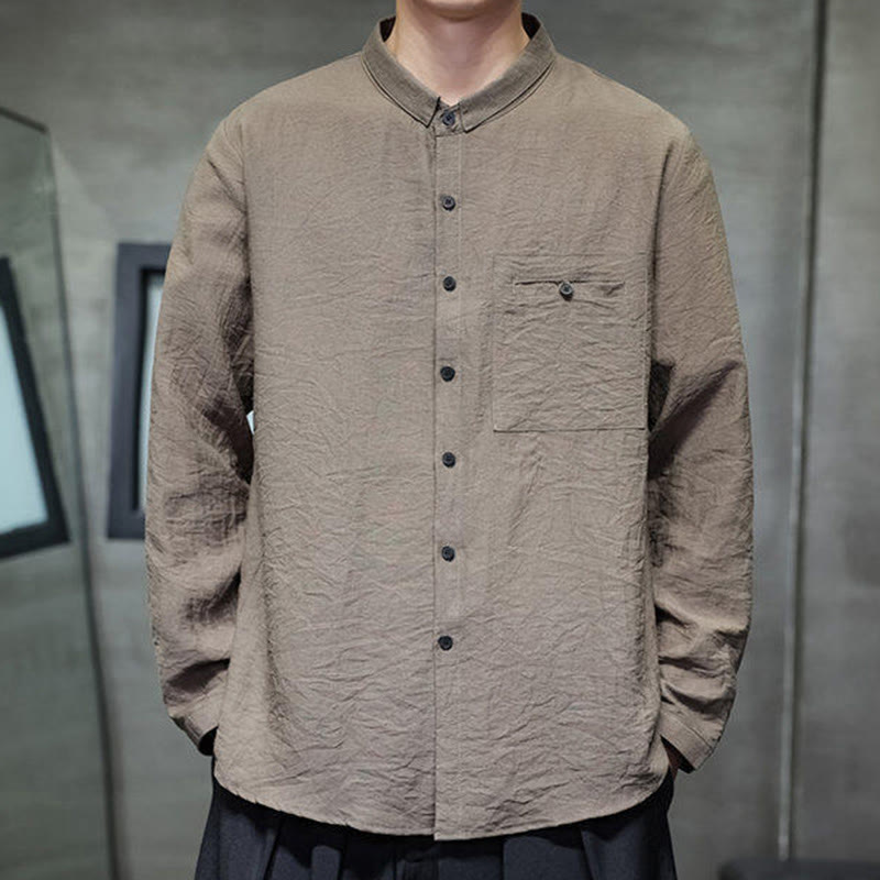 Breathable Stand-Collar Minimalist Meditation Men's Shirt
