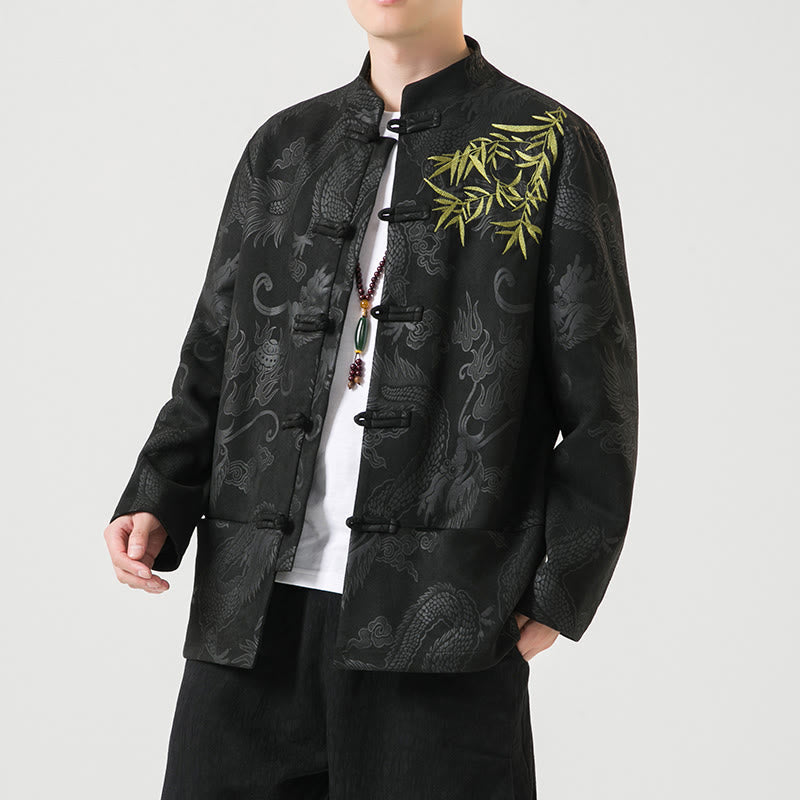 Tactile Stand-Collar Frog-Button Grounding Men's Jacket