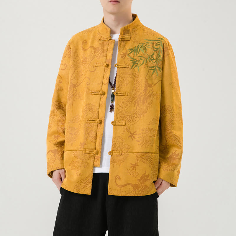Tactile Stand-Collar Frog-Button Grounding Men's Jacket