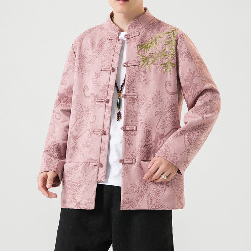 Tactile Stand-Collar Frog-Button Grounding Men's Jacket