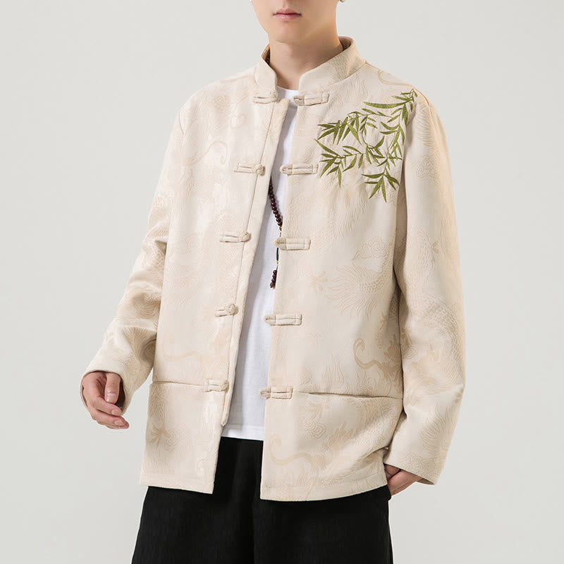 Tactile Stand-Collar Frog-Button Grounding Men's Jacket